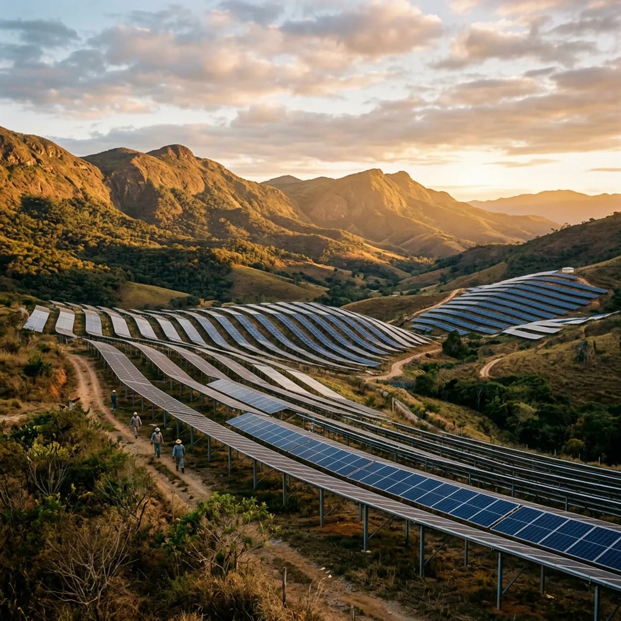 Fazenda solar nas montanhas de Minas Gerais ao fim da tarde