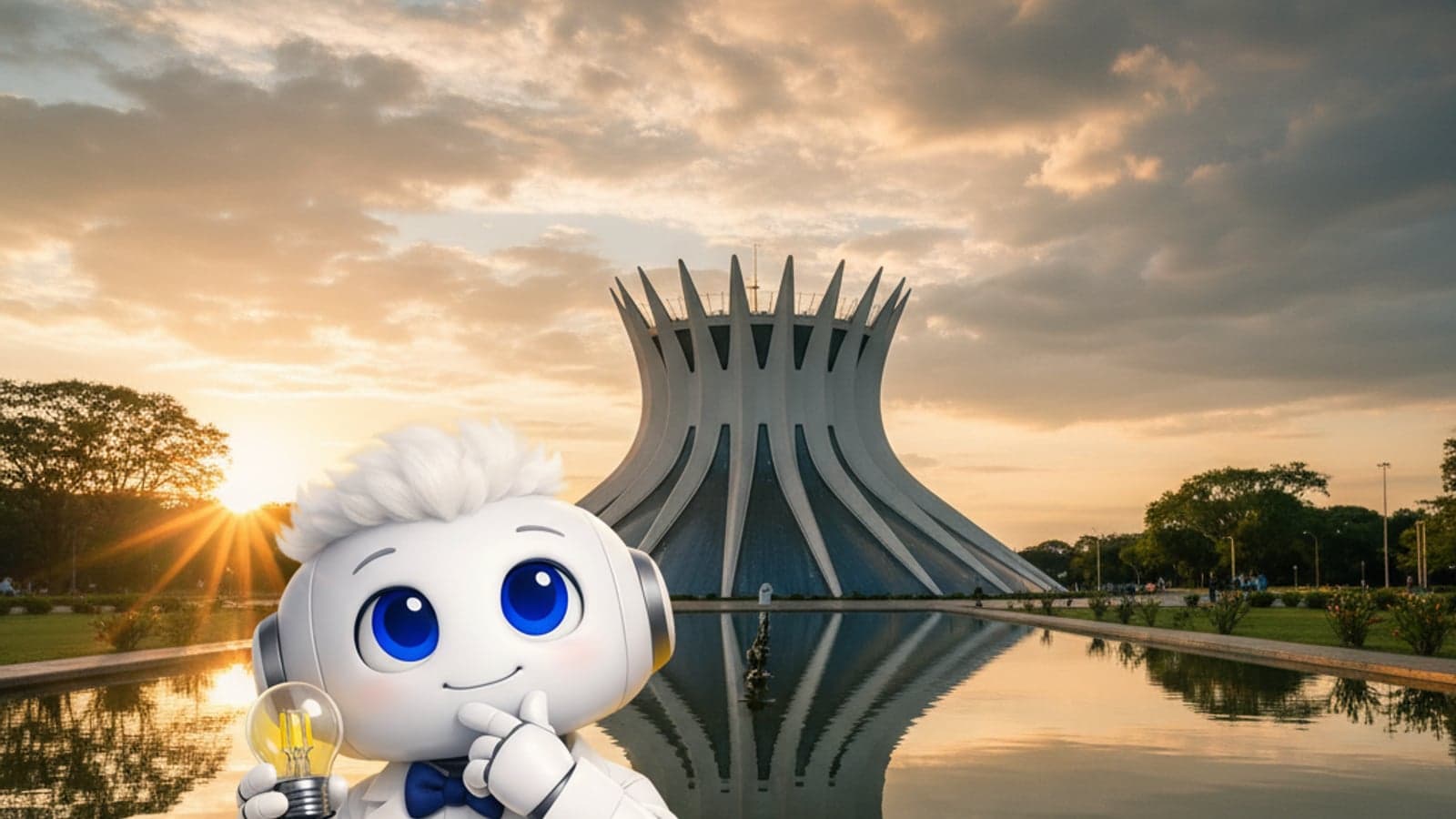 Catedral de Brasília de Oscar Niemeyer com o EDI, IA do Luz no Bolso — desconto na conta de luz em Distrito Federal