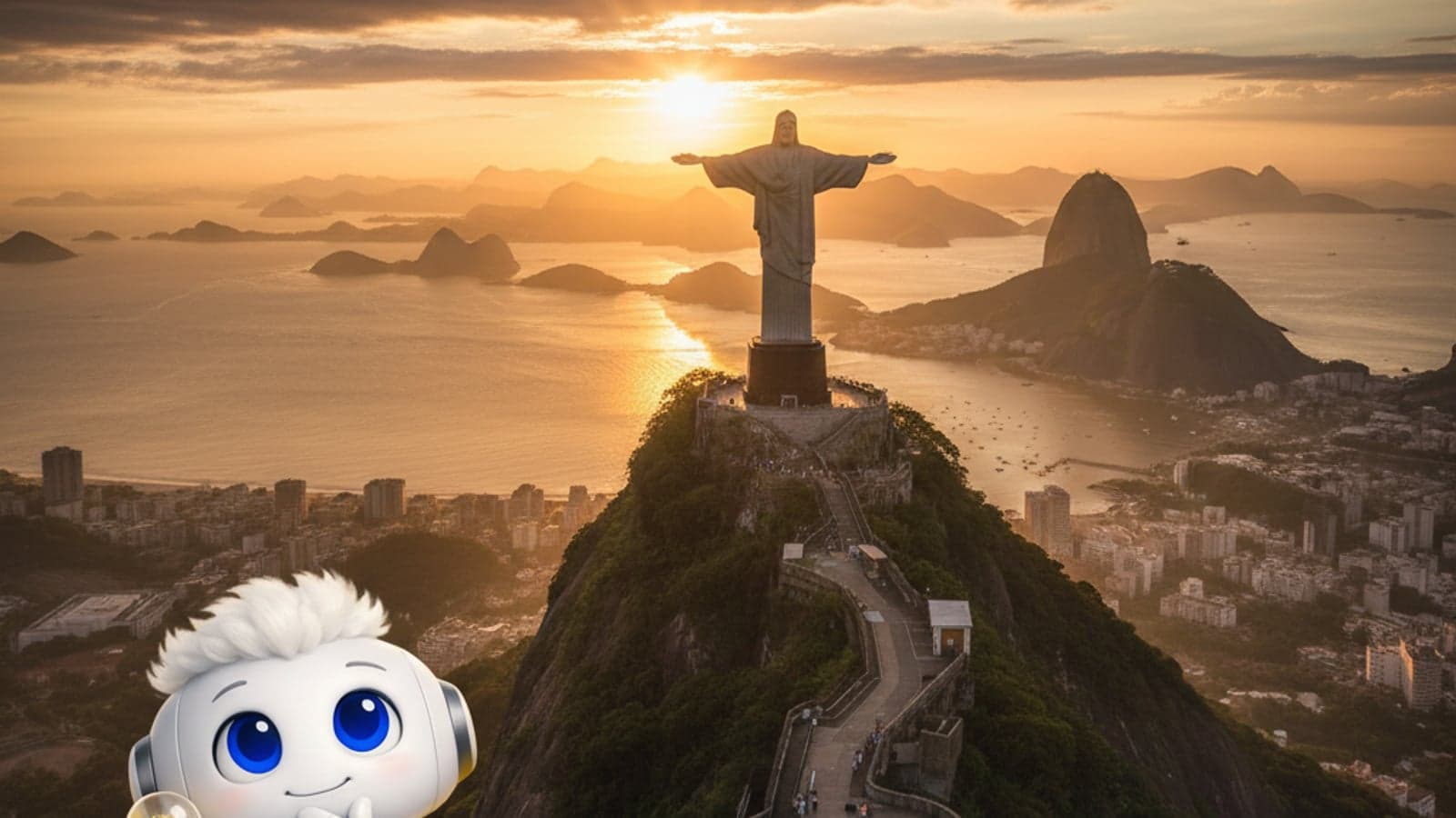 Cristo Redentor e Pão de Açúcar no Rio de Janeiro com o EDI, IA do Luz no Bolso — desconto na conta de luz em Rio de Janeiro